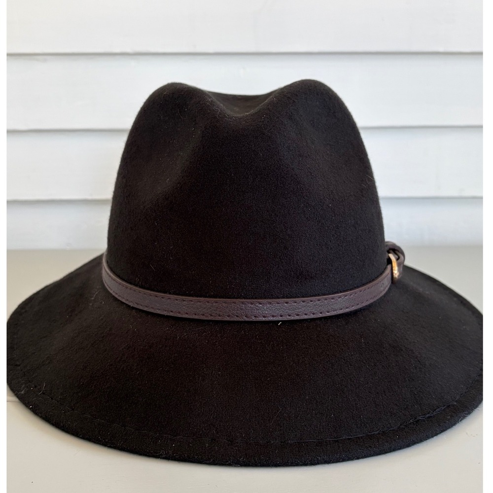 Peter Grimm Bonnie Black Fedora Hat Wide Brim Buckle Band PGR9340-BLK-O Mens OS
